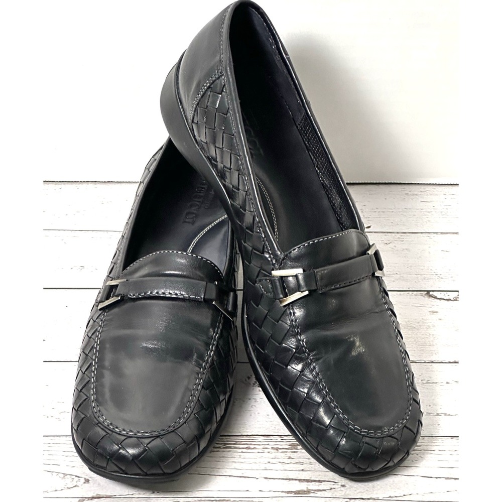 Sesto Meucci Black Woven Loafers Italian Woven Loafers With Bucket Size 9M - Picture 14 of 16